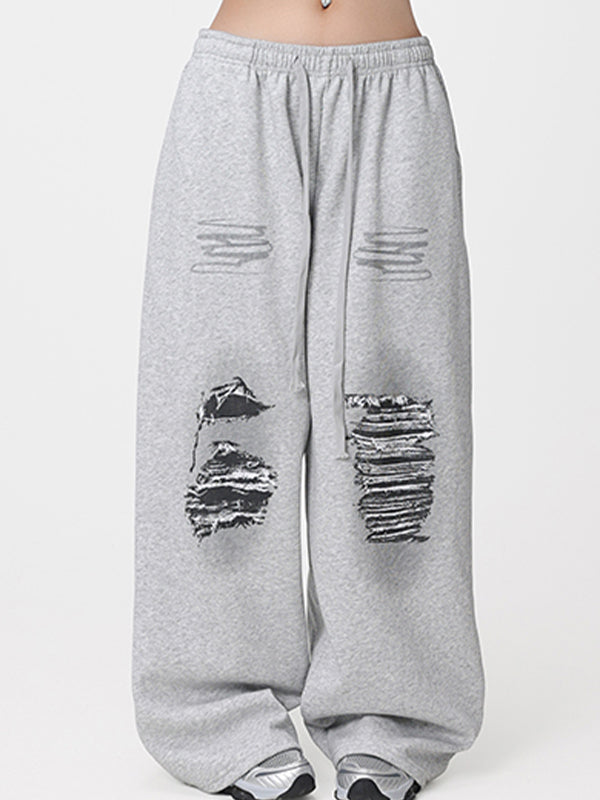 Street Offset Ripped Pattern Sweatpants