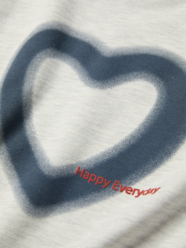 Blurred Heart Print Raglan Long Sleeve Tee