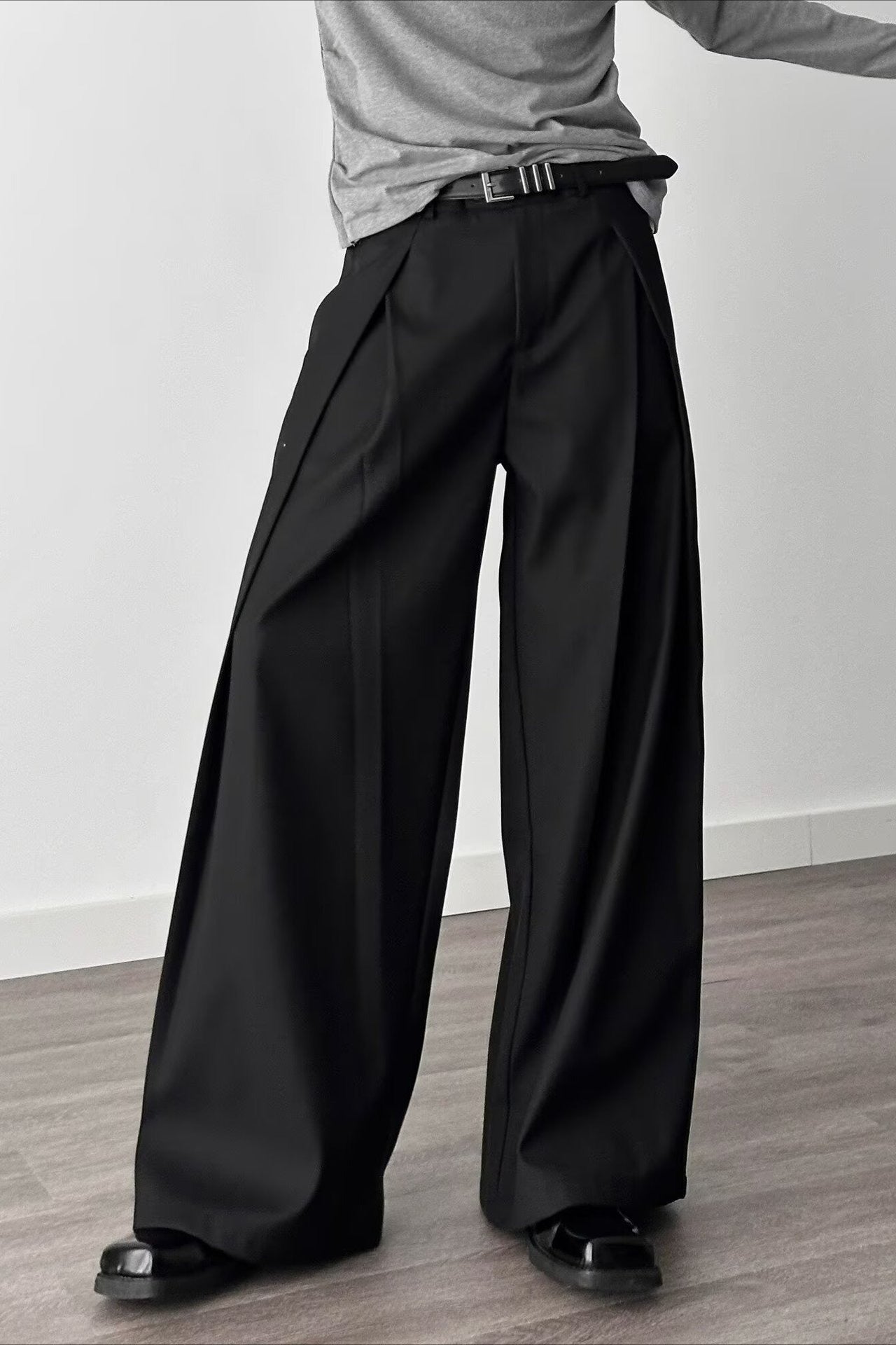 Casual 3D Pleat A-Line Wide Leg Pants