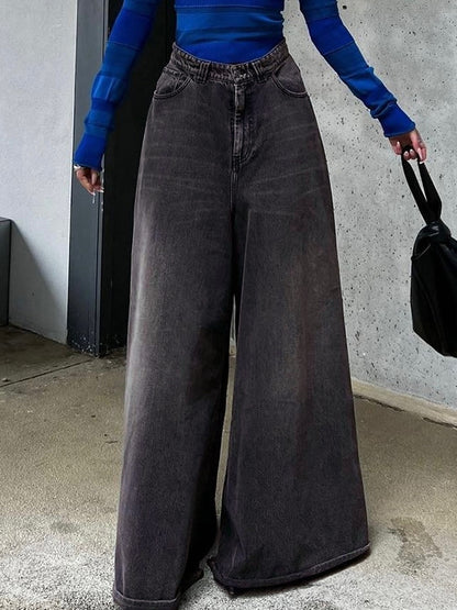 Gray Wash Loose Flare Boyfriend Jeans