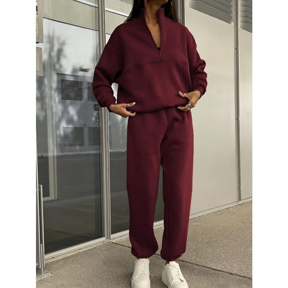 Half Zip Sweatshirt and Jogger Set for Women - Stefania