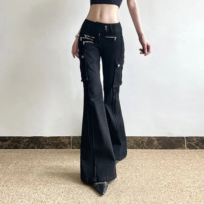 Utility Zipper Black Pants