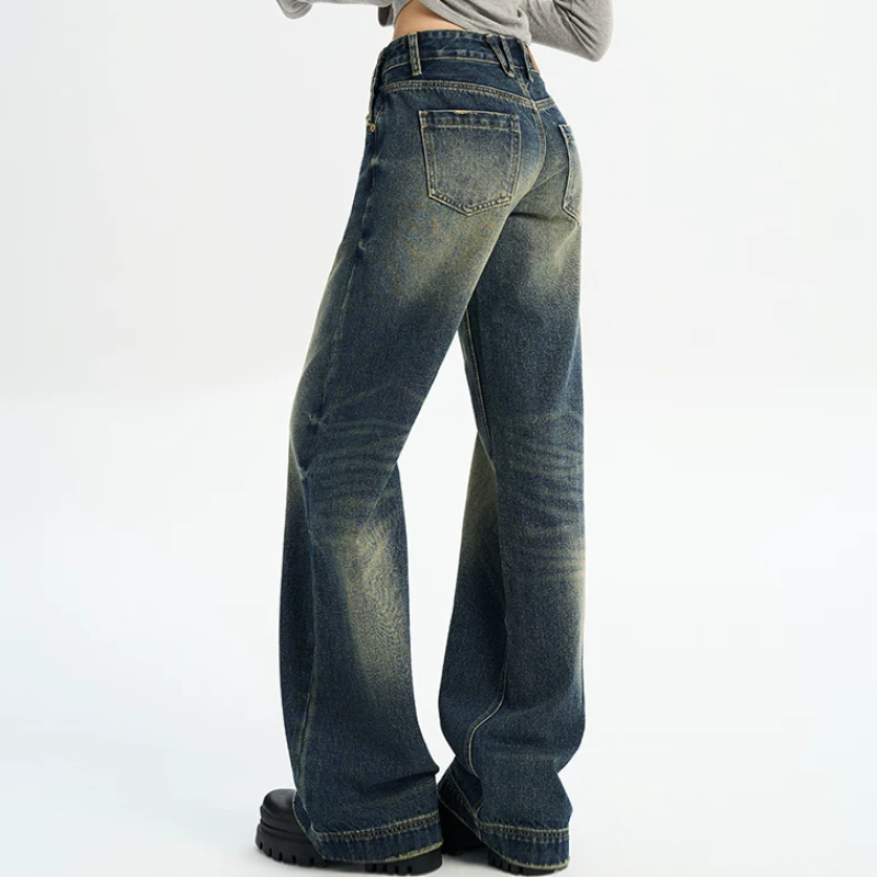 Gradient pocket button low rise straight leg | Baggy Low Rise Jeans  | Festival Outfits Women
