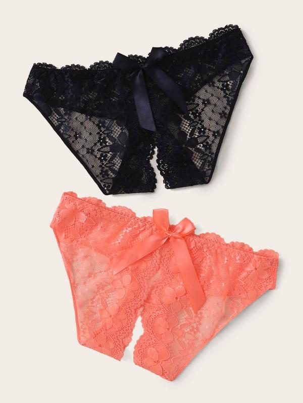 2pack Floral Lace Scallop Trim Panty Set for Women