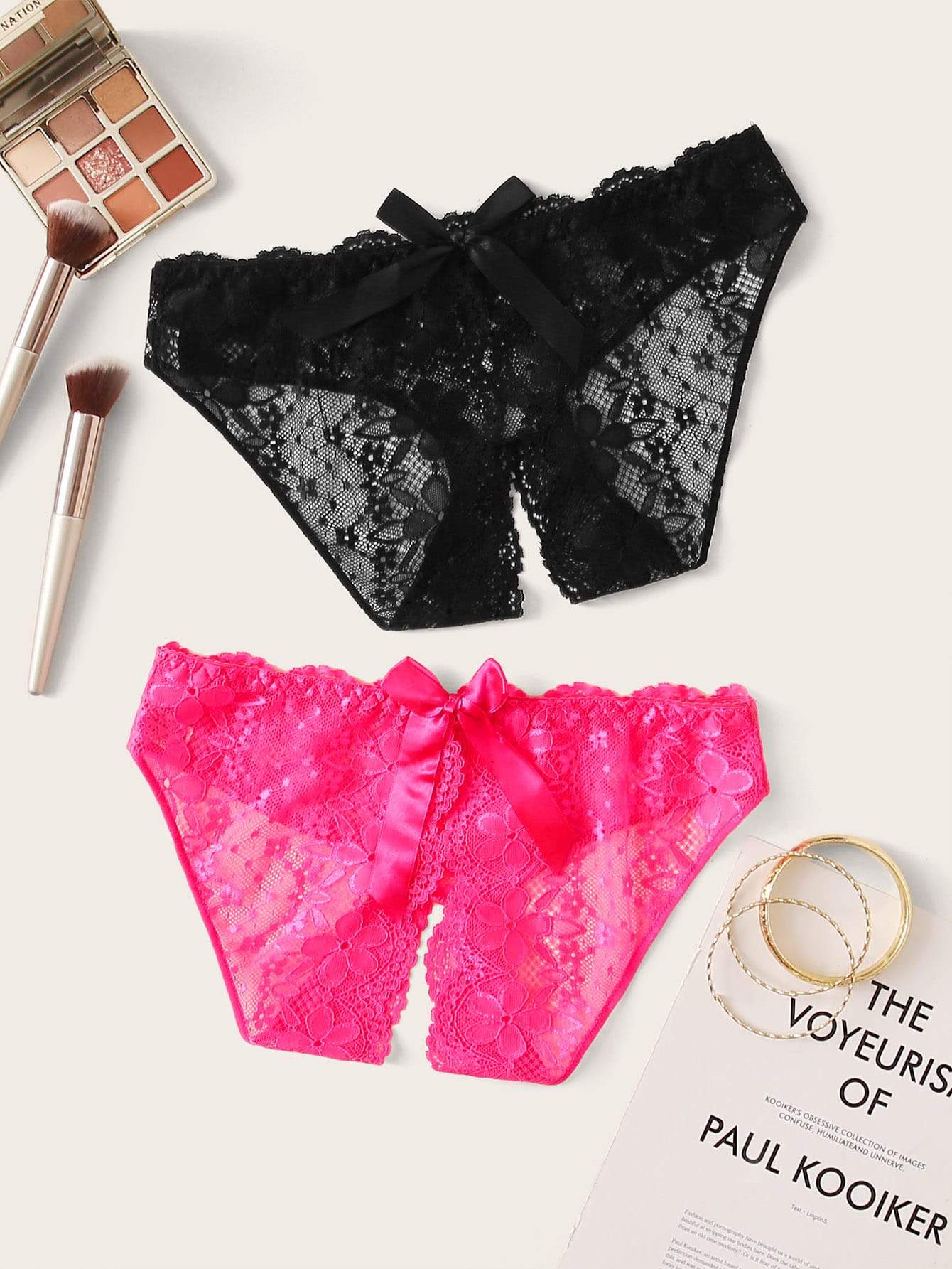 2pack Floral Lace Scallop Trim Panty Set for Women
