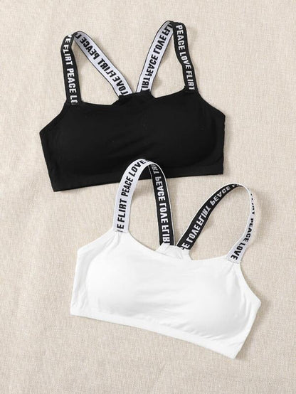 2pack Letter Strap Bralette for Women