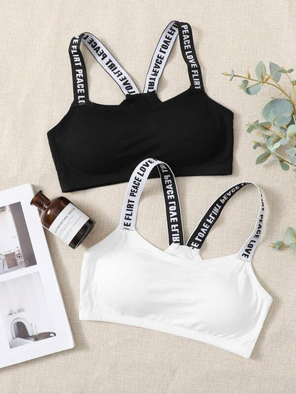 2pack Letter Strap Bralette for Women