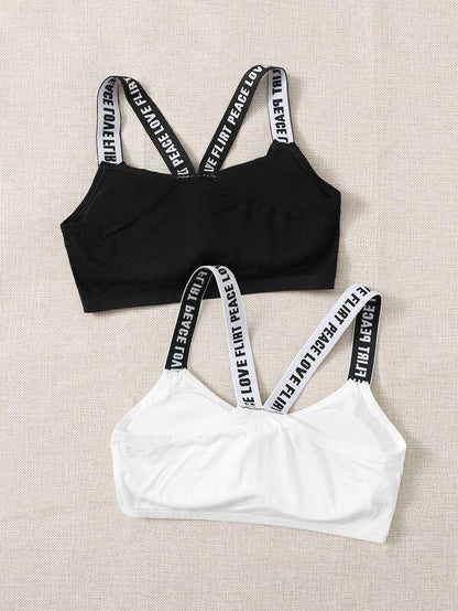 2pack Letter Strap Bralette for Women