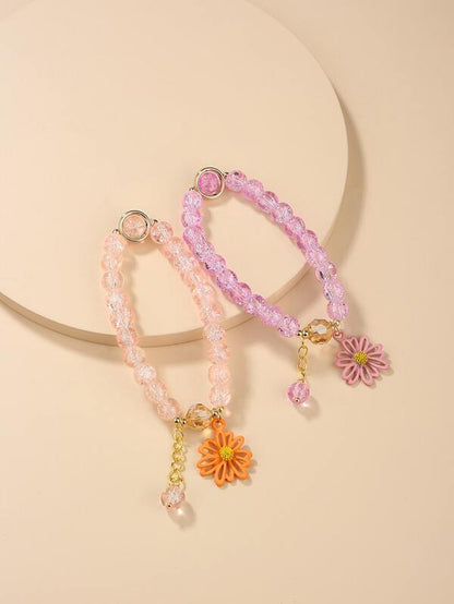 2pcs Flower Charm Beaded Bracelet for Women