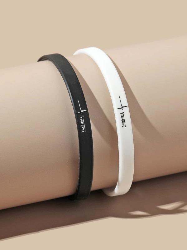 2pcs Letter Graphic Bracelet for Women