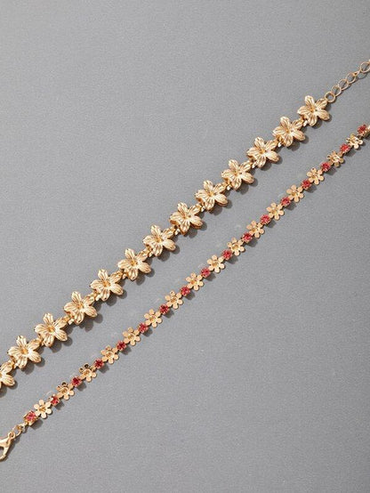 2pcs Rhinestone Flower Decor Bracelet for Women