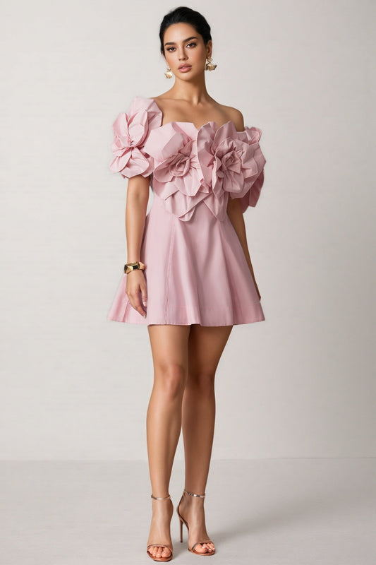 Huta Oversized Floral Applique Mini Dress