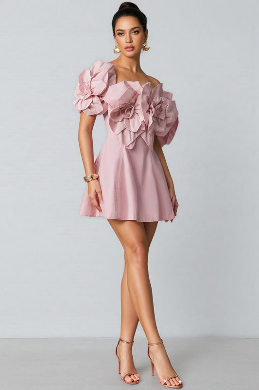 Huta Oversized Floral Applique Mini Dress