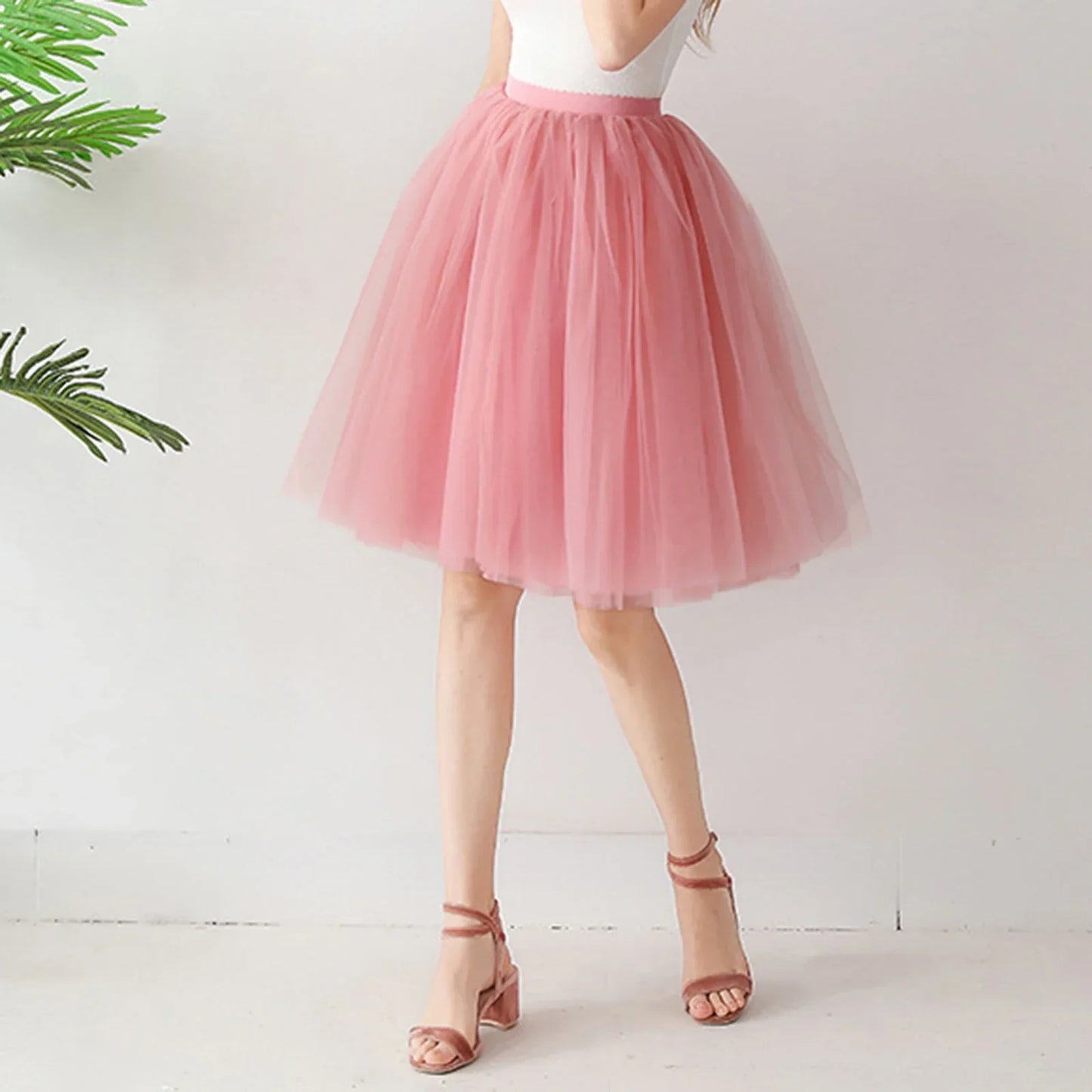 2025 Women Denim Workwear Skirt Draw Pleat Casual Fashion Elastic Waist Skirt