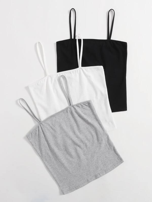 3 Pack Solid Cami Top for Women