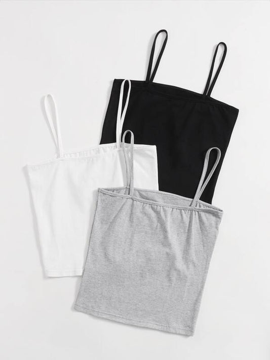3 Pack Solid Cami Top for Women