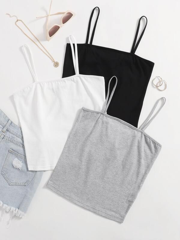 3 Pack Solid Cami Top for Women