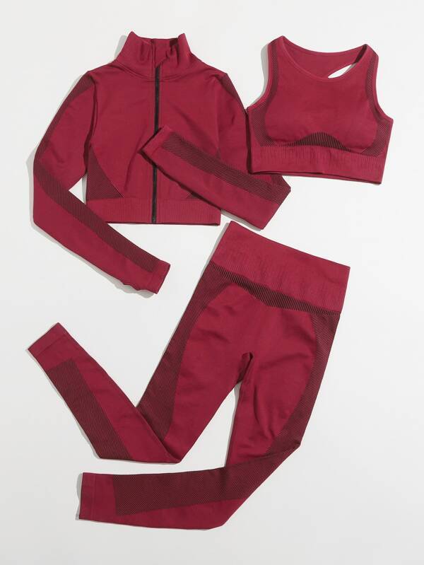 3 Pack Stripe Print Sports Set for Women