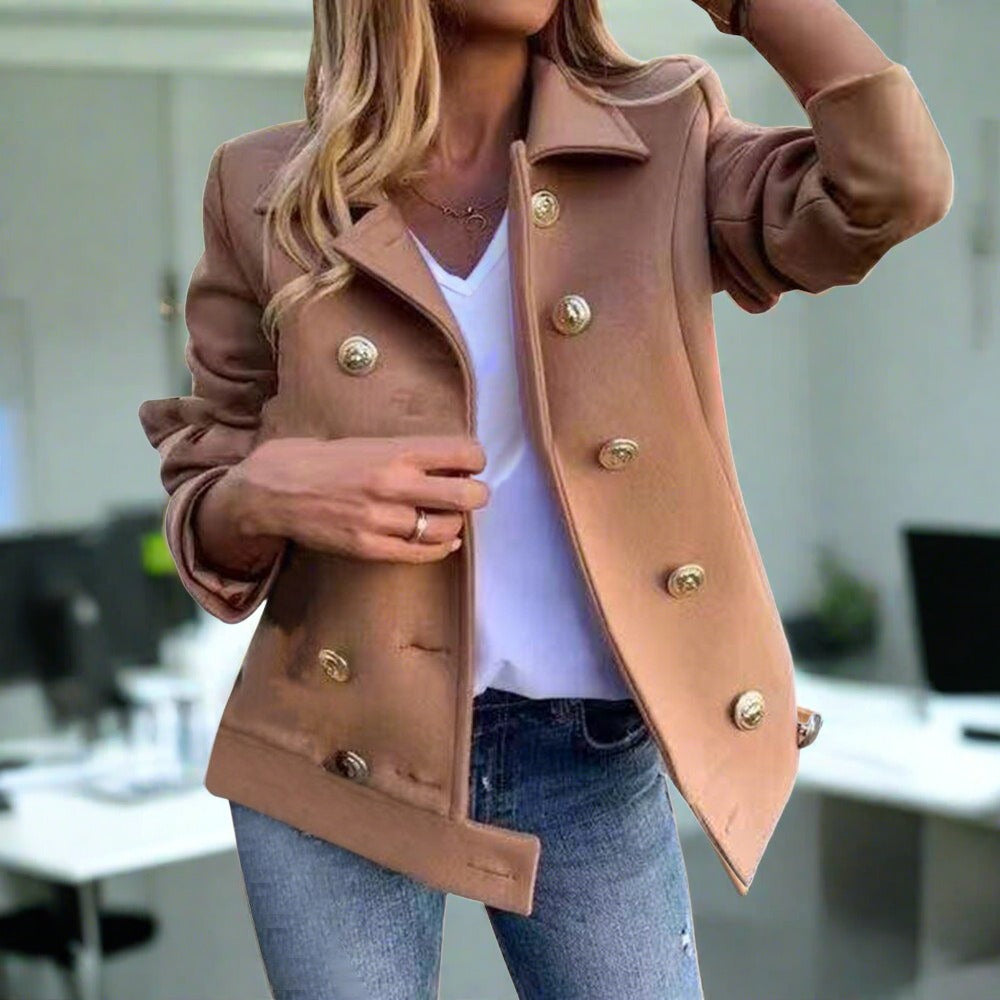 Women's Elegant Thick Solid Color Buttoned Blazer | Ideal for All Seasons