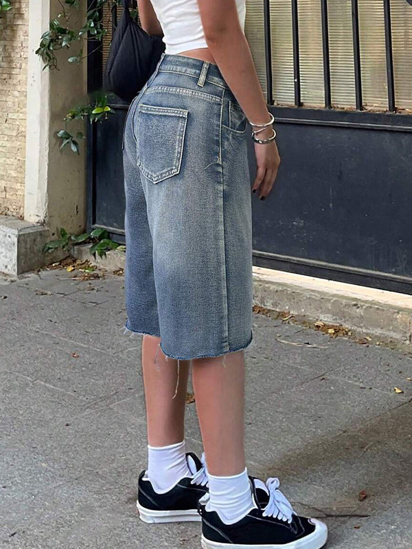 Y2K Vintage Slant Pocket Denim Shorts