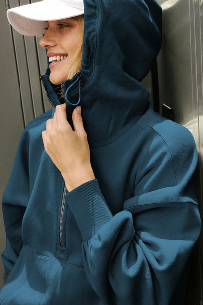 Athletic Cropped Solid Zipper Sweatshirt