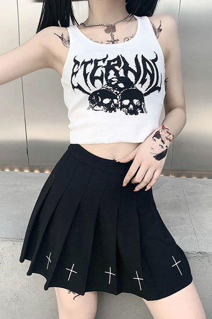 Punk Print Gothic Halter Sexy Crop Top