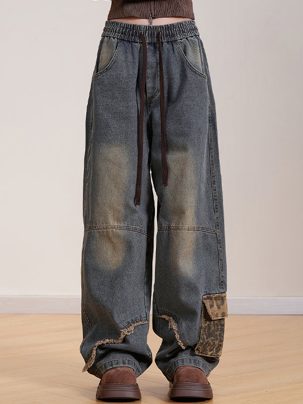Wide leg loose straight leg Cargo Jeans