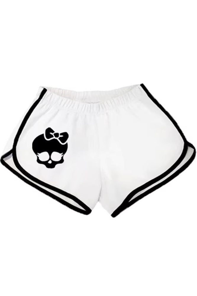 Edgy Punk Skull Print Gothic Shorts