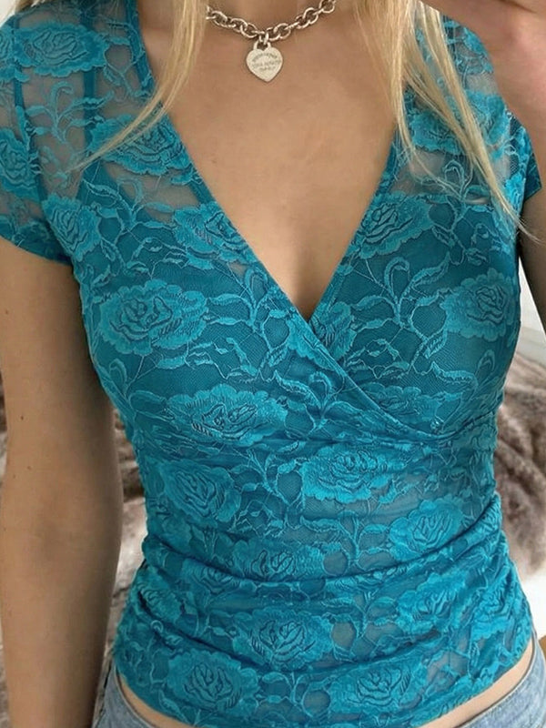 Lace Panels Short Sleeve