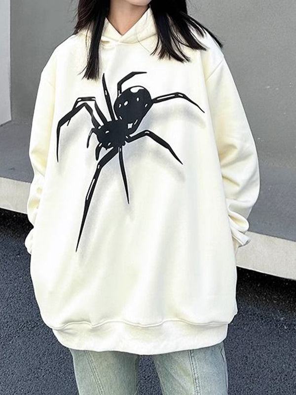 Street Spider Print Oversized Hoodie