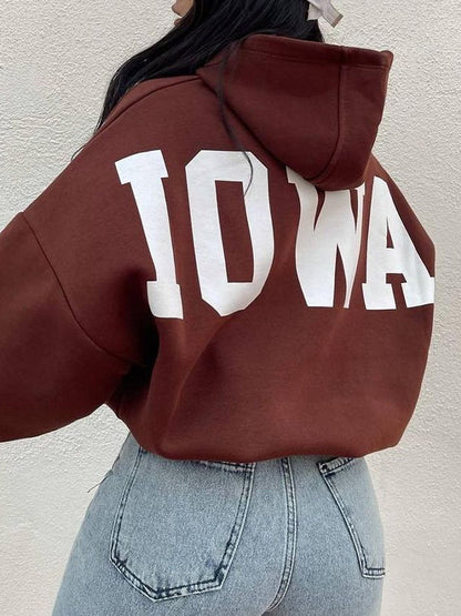 Letter Print Short Oversized Hoodie