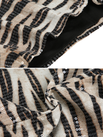 Perel Zebra Sequin Shorts