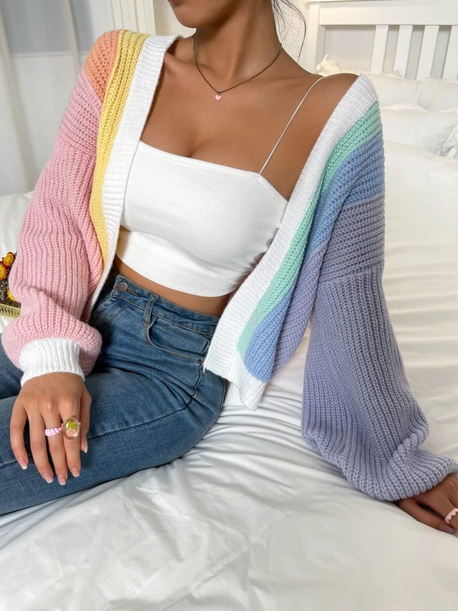 Color Color block matching Cardigans