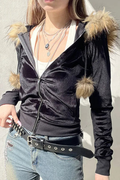 Gothic Velvet Streetwear Hoodie