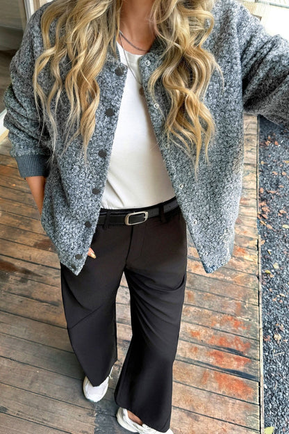 Holiday Style Long Sleeve Button Coat