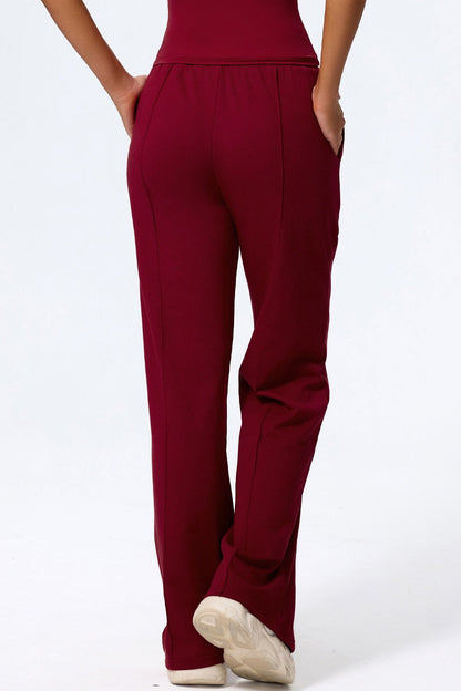 Relaxed Straight Leg  High Waist Knit Pants