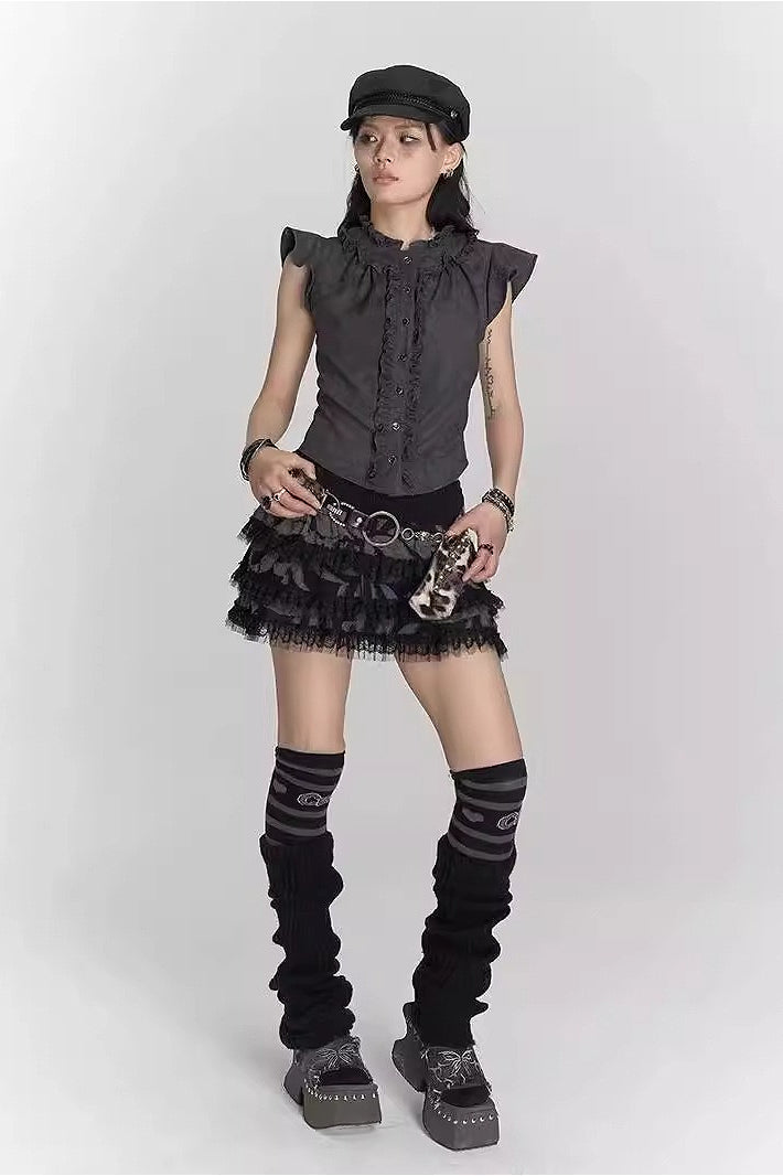Dark Punk Puffy Tulle Skirt