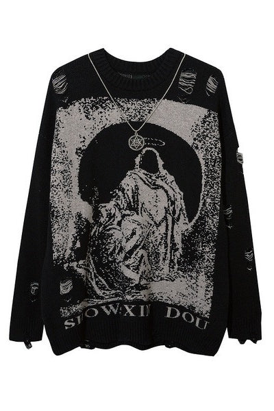 Gothic Punk Slouchy Knit Sweater