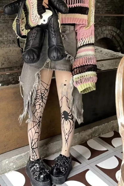 Vintage Gothic Spider Web Fishnet Tights