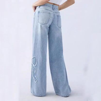 Women's Stylish Ribbon Baggy Jeans | Great voor Casual Dagen
