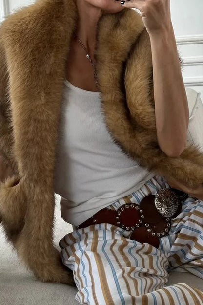 Fluffy Faux Fur With Pockets Luxury Women’s Winter Scarf