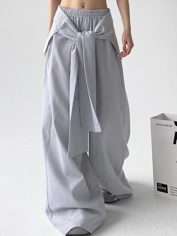 Stripe Print Wide Leg Pants