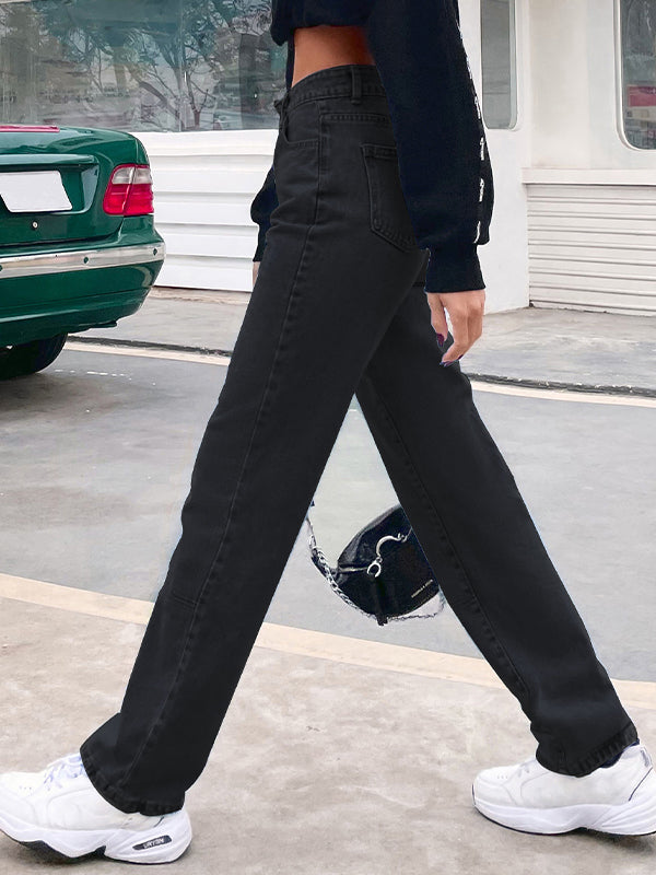 Stylish Black Straight Boyfriend Jeans