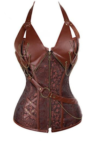 Vintage Court Halter Brown Corset