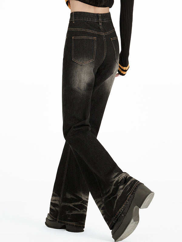 High street loose fit without leg-fitting horns Flare Jeans