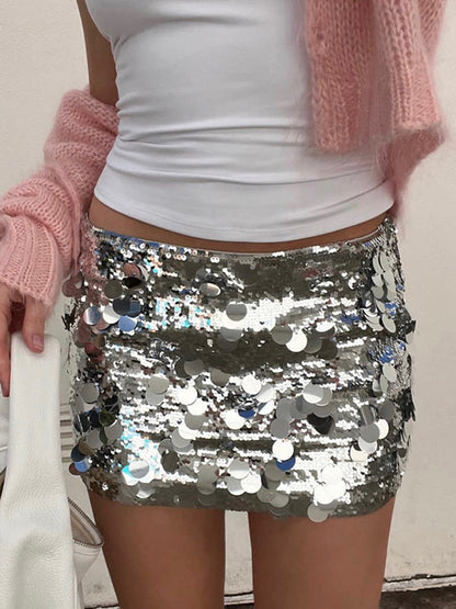 Irregular Sequin Ultra Mini Skirt