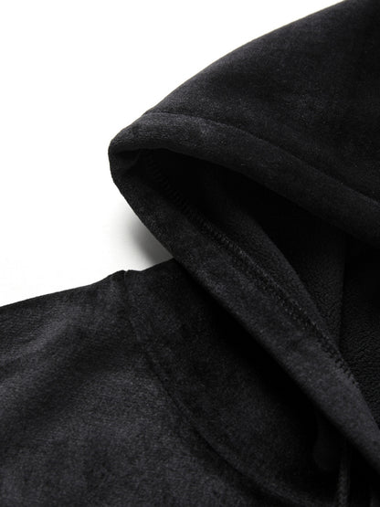 Grunge Rhinestone Print Zip Up Hoodie