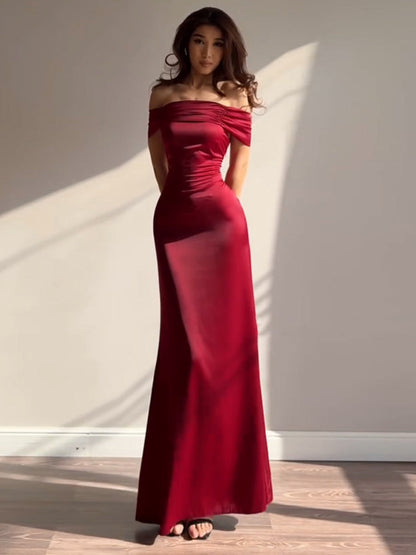 Off Shoulder Hip-hugging Parties Maxi Dresses