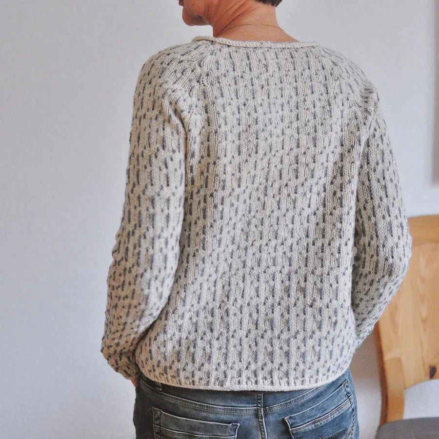 Jersey de punto gris elegante con cuello barco para mujer | Ideal para otoño/invierno