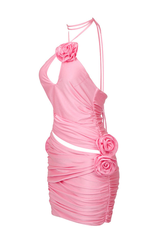Flower Appliqu  Cut Out Minidress